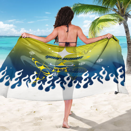 Personalized North Queensland Cowboys Sarong Y2K Grunge Aesthetic With Cyber Flames and Starburst Graphics