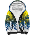 Personalized North Queensland Cowboys Sherpa Hoodie Y2K Grunge Aesthetic With Cyber Flames and Starburst Graphics