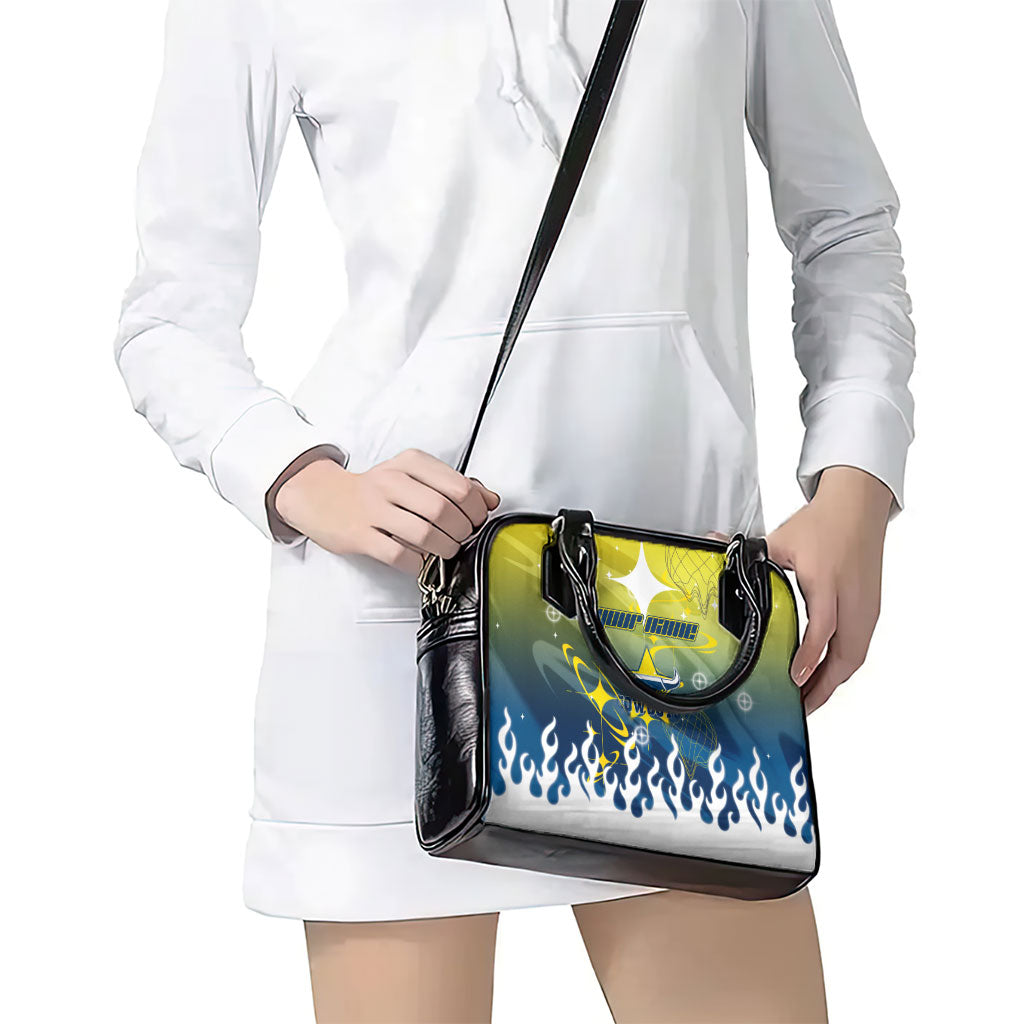 Personalized North Queensland Cowboys Shoulder Handbag Y2K Grunge Aesthetic With Cyber Flames and Starburst Graphics