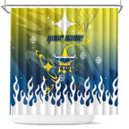 Personalized North Queensland Cowboys Shower Curtain Y2K Grunge Aesthetic With Cyber Flames and Starburst Graphics