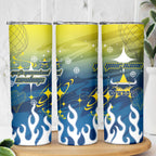 Personalized North Queensland Cowboys Skinny Tumbler Y2K Grunge Aesthetic With Cyber Flames and Starburst Graphics