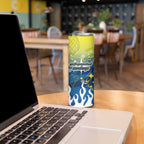 Personalized North Queensland Cowboys Skinny Tumbler Y2K Grunge Aesthetic With Cyber Flames and Starburst Graphics