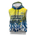 Personalized North Queensland Cowboys Sleeveless Hoodie Y2K Grunge Aesthetic With Cyber Flames and Starburst Graphics