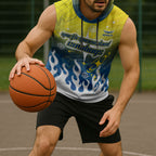 Personalized North Queensland Cowboys Sleeveless Hoodie Y2K Grunge Aesthetic With Cyber Flames and Starburst Graphics
