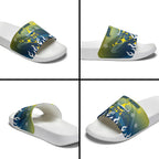 Personalized North Queensland Cowboys Slide Sandals Y2K Grunge Aesthetic With Cyber Flames and Starburst Graphics
