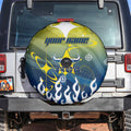 Personalized North Queensland Cowboys Spare Tire Cover Y2K Grunge Aesthetic With Cyber Flames and Starburst Graphics