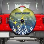 Personalized North Queensland Cowboys Spare Tire Cover Y2K Grunge Aesthetic With Cyber Flames and Starburst Graphics