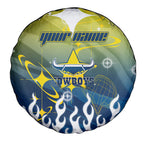 Personalized North Queensland Cowboys Spare Tire Cover Y2K Grunge Aesthetic With Cyber Flames and Starburst Graphics