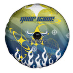 Personalized North Queensland Cowboys Spare Tire Cover Y2K Grunge Aesthetic With Cyber Flames and Starburst Graphics