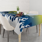 Personalized North Queensland Cowboys Tablecloth Y2K Grunge Aesthetic With Cyber Flames and Starburst Graphics