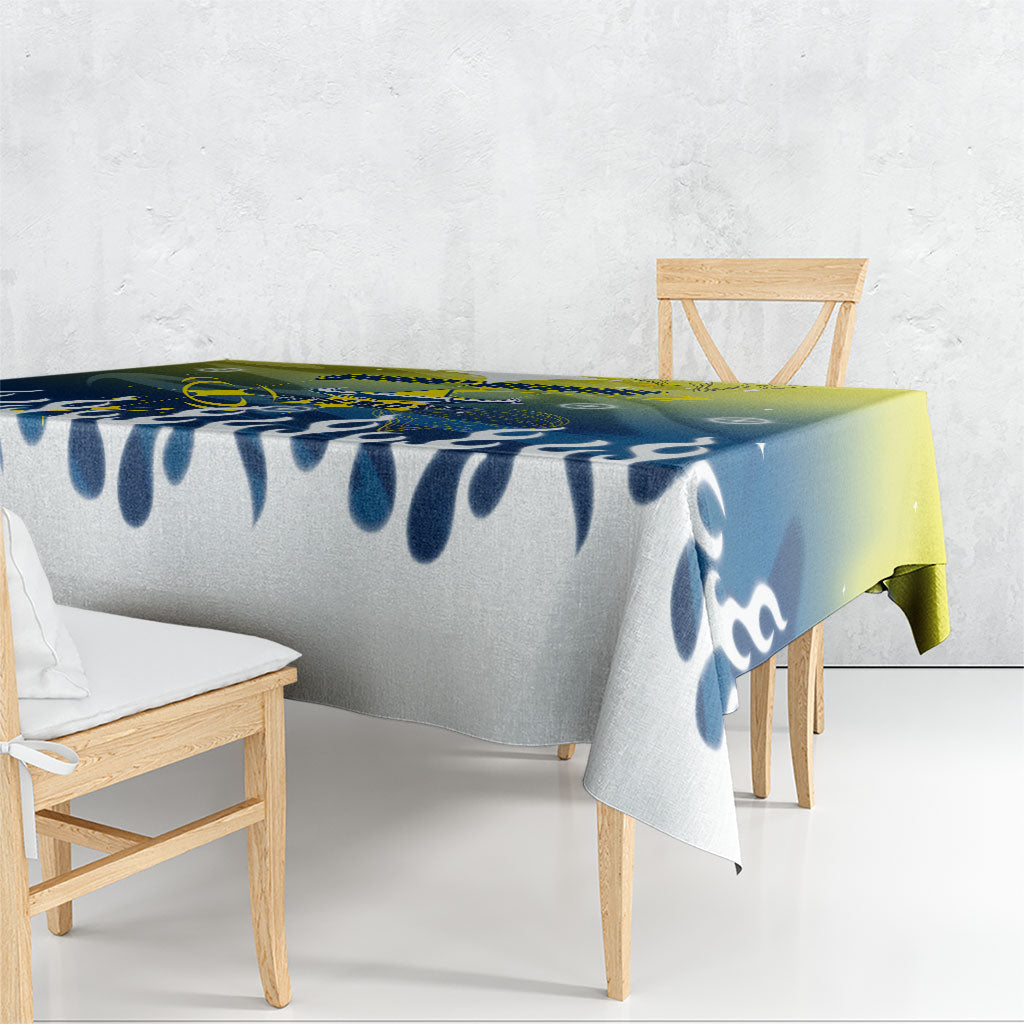Personalized North Queensland Cowboys Tablecloth Y2K Grunge Aesthetic With Cyber Flames and Starburst Graphics