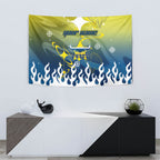 Personalized North Queensland Cowboys Tapestry Y2K Grunge Aesthetic With Cyber Flames and Starburst Graphics
