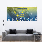 Personalized North Queensland Cowboys Tapestry Y2K Grunge Aesthetic With Cyber Flames and Starburst Graphics