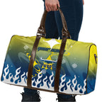 Personalized North Queensland Cowboys Travel Bag Y2K Grunge Aesthetic With Cyber Flames and Starburst Graphics