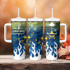 Personalized North Queensland Cowboys Tumbler With Handle Y2K Grunge Aesthetic With Cyber Flames and Starburst Graphics