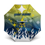 Personalized North Queensland Cowboys Umbrella Y2K Grunge Aesthetic With Cyber Flames and Starburst Graphics