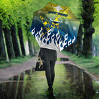 Personalized North Queensland Cowboys Umbrella Y2K Grunge Aesthetic With Cyber Flames and Starburst Graphics