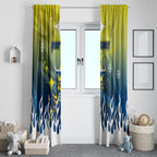 Personalized North Queensland Cowboys Window Curtain Y2K Grunge Aesthetic With Cyber Flames and Starburst Graphics