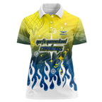 Personalized North Queensland Cowboys Women Polo Shirt Y2K Grunge Aesthetic With Cyber Flames and Starburst Graphics