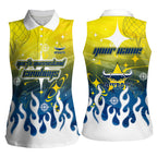 Personalized North Queensland Cowboys Women Sleeveless Polo Shirt Y2K Grunge Aesthetic With Cyber Flames and Starburst Graphics