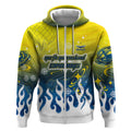 Personalized North Queensland Cowboys Zip Hoodie Y2K Grunge Aesthetic With Cyber Flames and Starburst Graphics