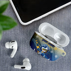 Personalized Parramatta Eels AirPods Case Y2K Grunge Aesthetic With Cyber Flames and Starburst Graphics