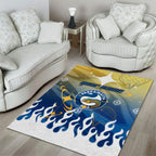 Personalized Parramatta Eels Area Rug Y2K Grunge Aesthetic With Cyber Flames and Starburst Graphics
