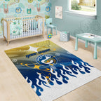 Personalized Parramatta Eels Area Rug Y2K Grunge Aesthetic With Cyber Flames and Starburst Graphics