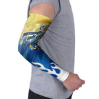 Personalized Parramatta Eels Arm Sleeves Y2K Grunge Aesthetic With Cyber Flames and Starburst Graphics