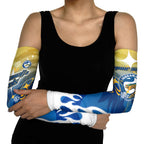 Personalized Parramatta Eels Arm Sleeves Y2K Grunge Aesthetic With Cyber Flames and Starburst Graphics