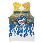 Personalized Parramatta Eels Basketball Jersey Y2K Grunge Aesthetic With Cyber Flames and Starburst Graphics