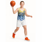Personalized Parramatta Eels Basketball Jersey Y2K Grunge Aesthetic With Cyber Flames and Starburst Graphics