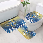 Personalized Parramatta Eels Bathroom Set Y2K Grunge Aesthetic With Cyber Flames and Starburst Graphics