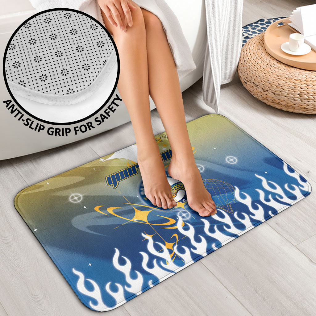 Personalized Parramatta Eels Bathroom Set Y2K Grunge Aesthetic With Cyber Flames and Starburst Graphics