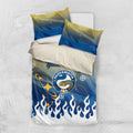 Personalized Parramatta Eels Bedding Set Y2K Grunge Aesthetic With Cyber Flames and Starburst Graphics
