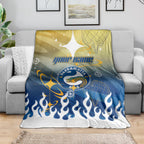Personalized Parramatta Eels Blanket Y2K Grunge Aesthetic With Cyber Flames and Starburst Graphics