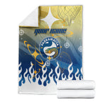 Personalized Parramatta Eels Blanket Y2K Grunge Aesthetic With Cyber Flames and Starburst Graphics