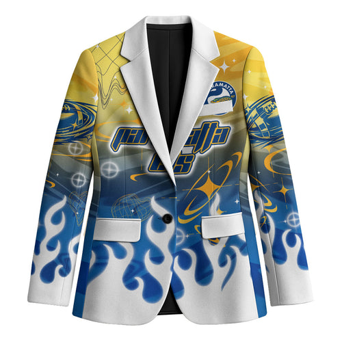 Personalized Parramatta Eels Blazer Y2K Grunge Aesthetic With Cyber Flames and Starburst Graphics
