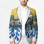 Personalized Parramatta Eels Blazer Y2K Grunge Aesthetic With Cyber Flames and Starburst Graphics