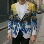 Personalized Parramatta Eels Blazer Y2K Grunge Aesthetic With Cyber Flames and Starburst Graphics