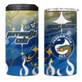 Personalized Parramatta Eels 4 in 1 Can Cooler Tumbler Y2K Grunge Aesthetic With Cyber Flames and Starburst Graphics