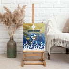 Personalized Parramatta Eels Canvas Wall Art Y2K Grunge Aesthetic With Cyber Flames and Starburst Graphics