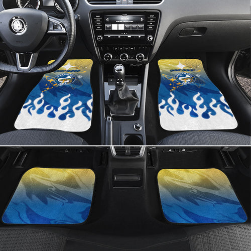 Personalized Parramatta Eels Car Mats Y2K Grunge Aesthetic With Cyber Flames and Starburst Graphics