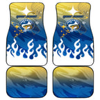 Personalized Parramatta Eels Car Mats Y2K Grunge Aesthetic With Cyber Flames and Starburst Graphics
