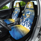 Personalized Parramatta Eels Car Seat Cover Y2K Grunge Aesthetic With Cyber Flames and Starburst Graphics