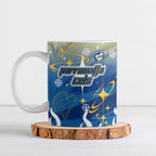 Personalized Parramatta Eels Ceramic Mug Y2K Grunge Aesthetic With Cyber Flames and Starburst Graphics