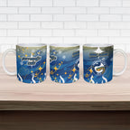 Personalized Parramatta Eels Ceramic Mug Y2K Grunge Aesthetic With Cyber Flames and Starburst Graphics
