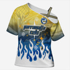 Personalized Parramatta Eels Cross Shoulder Shirt Y2K Grunge Aesthetic With Cyber Flames and Starburst Graphics