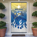 Personalized Parramatta Eels Door Cover Y2K Grunge Aesthetic With Cyber Flames and Starburst Graphics