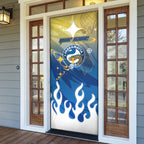 Personalized Parramatta Eels Door Cover Y2K Grunge Aesthetic With Cyber Flames and Starburst Graphics